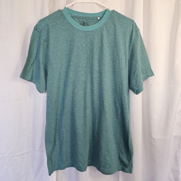 Prana Men's Large Green Stripe Cotton Blend Shirt - Picture 1 of 7